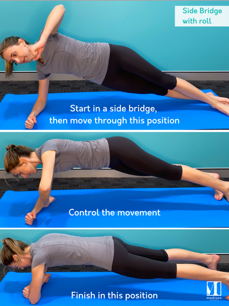 side bridge with roll exercise for abs